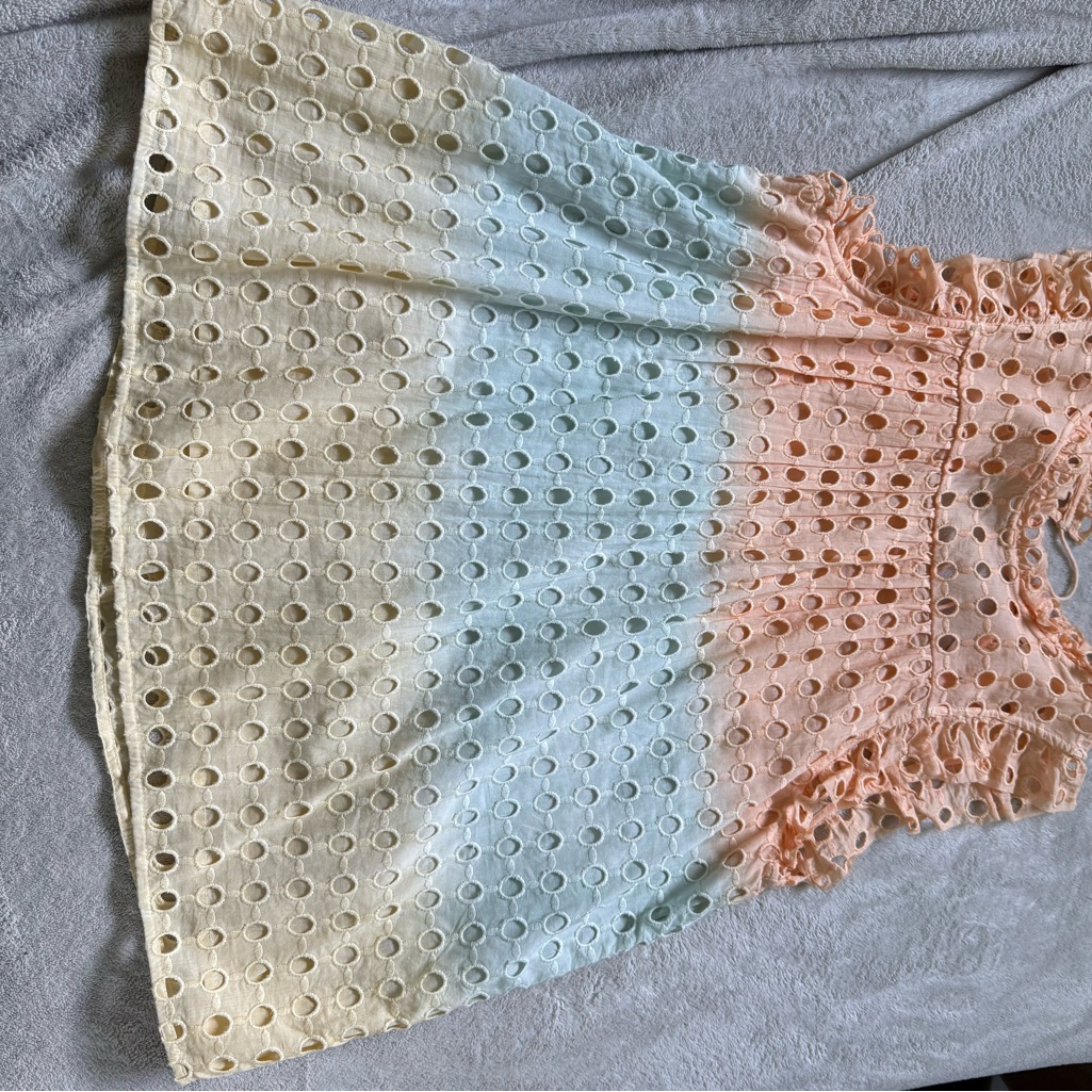 Ollari Peach Eyelet Top